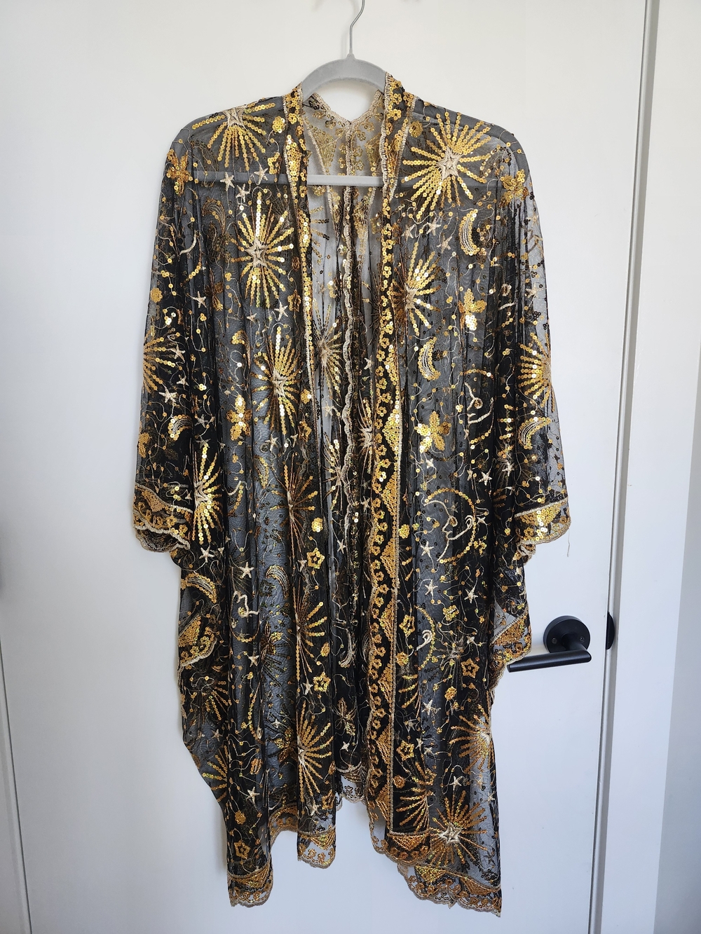 Whimsigoth Black & Gold Sheer Duster/Cover-up